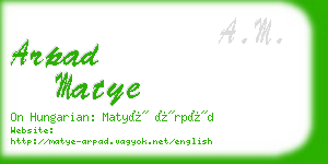 arpad matye business card